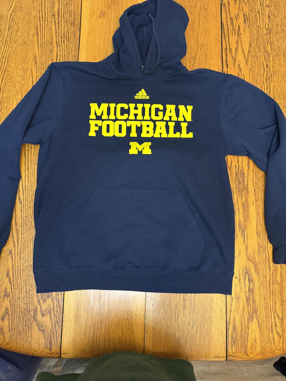 Michigan Wolverines Shirt Mens Large Blue NCAA Football Adidas Pullover Hoodie